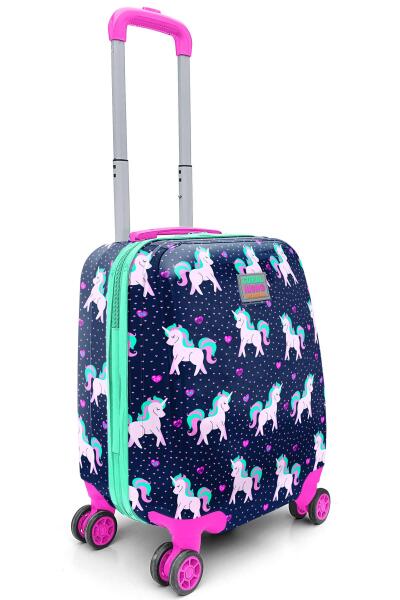 Coral High Kids Lacivert Pembe Unicorn Desenli Çocuk Valizi 16713 - 7
