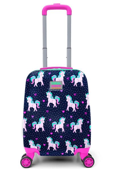 Coral High Kids Lacivert Pembe Unicorn Desenli Çocuk Valizi 16713 - 1
