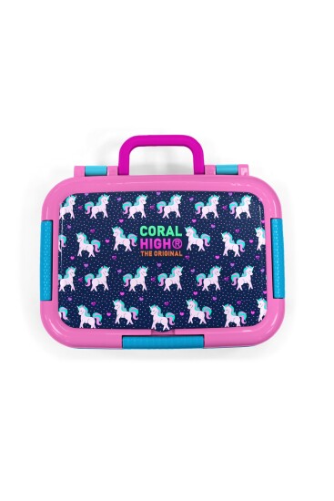 Coral High Kids Lacivert Pembe Unicorn Desenli Paslanmaz Çelik Beslenme Kabı 39219 - 5