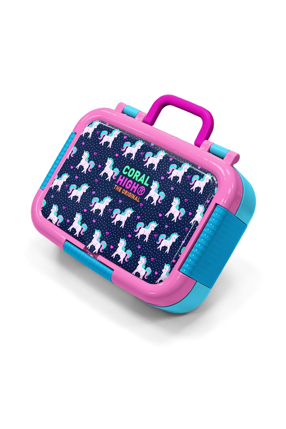 Coral High Kids Lacivert Pembe Unicorn Desenli Paslanmaz Çelik Beslenme Kabı 39219