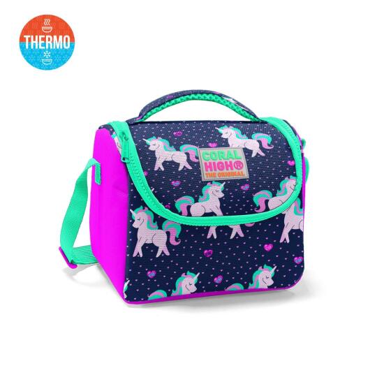 Coral High Kids Lacivert Pembe Unicorn Desenli Thermo Beslenme Çantası 11727 - Coral High KIDS