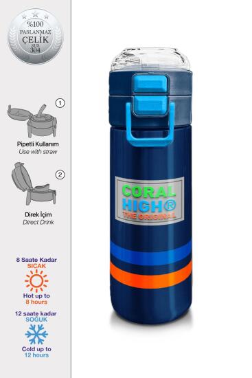 Coral High Kids Lacivert Pipetli ve Direkt İçim Çelik Termos 500 ml 31928 - Coral High KIDS