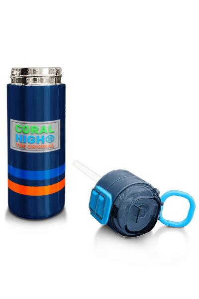 Coral High Kids Lacivert Pipetli ve Direkt İçim Çelik Termos 500 ml 31928 - 4