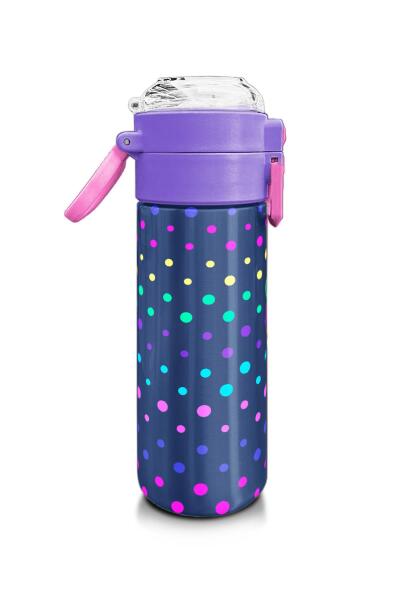 Coral High Kids Lacivert Puantiyeli Desenli Pipetli ve Direkt İçim Çelik Termos 500 ml 31872 - 2