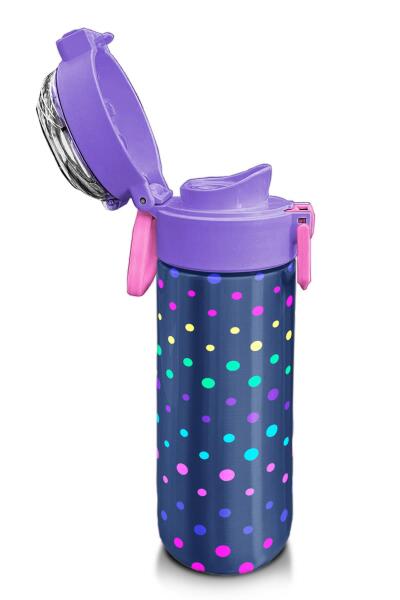 Coral High Kids Lacivert Puantiyeli Desenli Pipetli ve Direkt İçim Çelik Termos 500 ml 31872 - 6