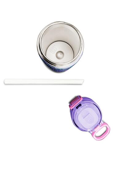 Coral High Kids Lacivert Puantiyeli Desenli Pipetli ve Direkt İçim Çelik Termos 500 ml 31872 - 7
