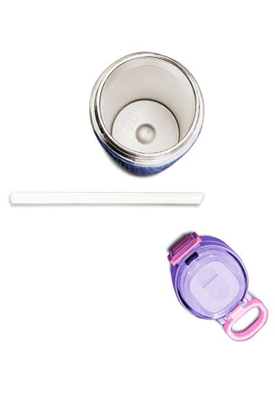 Coral High Kids Lacivert Puantiyeli Desenli Pipetli ve Direkt İçim Çelik Termos 500 ml 31872 - 7