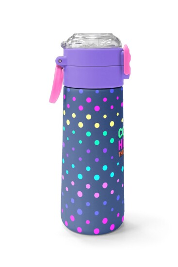 Coral High Kids Lacivert Puantiyeli Desenli Pipetli ve Direkt İçim Çelik Termos 500 ml 31872 - 2