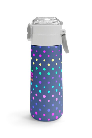 Coral High Kids Lacivert Puantiyeli Desenli Pipetli ve Direkt İçim Çelik Termos 500 ml 31872 - 3