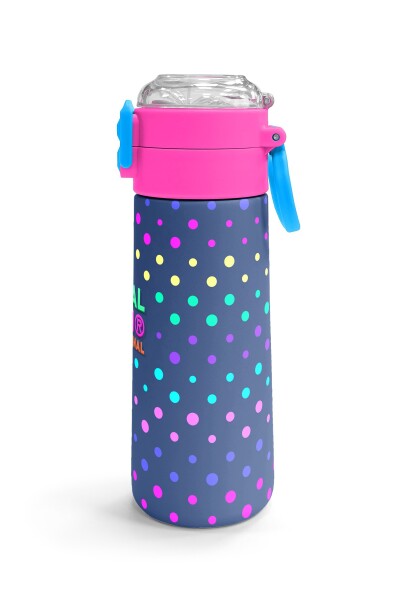Coral High Kids Lacivert Puantiyeli Desenli Pipetli ve Direkt İçim Çelik Termos 500 ml 31872 - 3