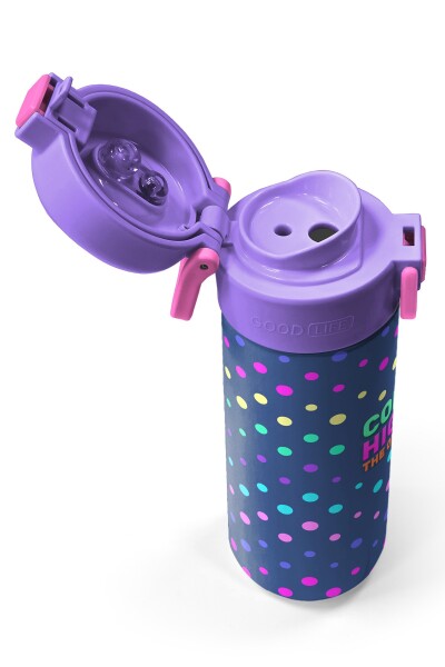 Coral High Kids Lacivert Puantiyeli Desenli Pipetli ve Direkt İçim Çelik Termos 500 ml 31872 - 3