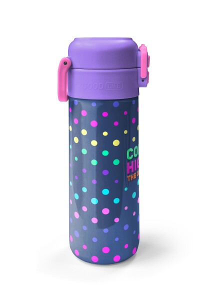 Coral High Kids Lacivert Puantiyeli Desenli Pipetli ve Direkt İçim Çelik Termos 500 ml 31872 - 5