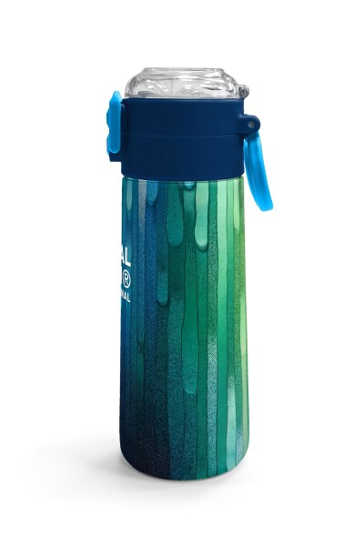 Coral High Kids Lacivert Renkli Çizgili Desenli Pipetli ve Direkt İçim Çelik Termos 500 ml 31890 - 3