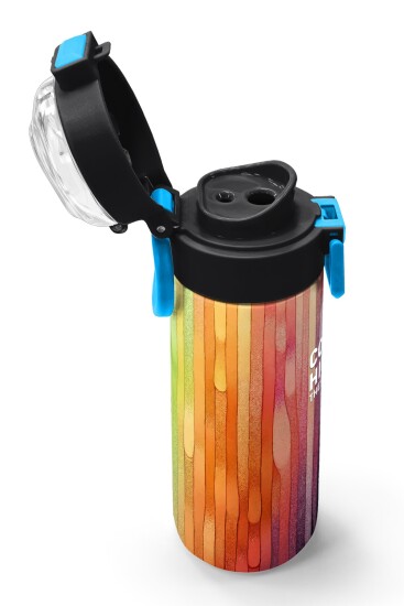 Coral High Kids Lacivert Renkli Çizgili Desenli Pipetli ve Direkt İçim Çelik Termos 500 ml 31890 - 6