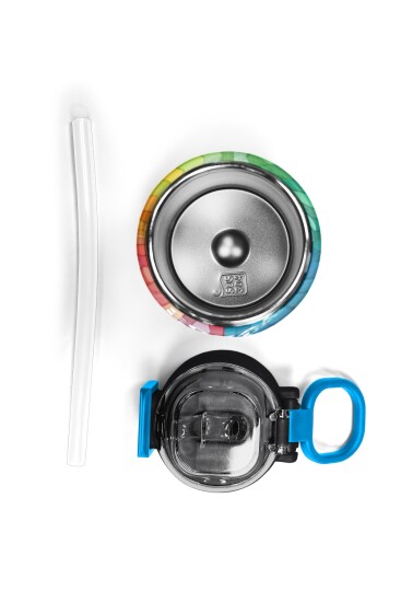 Coral High Kids Lacivert Renkli Çizgili Desenli Pipetli ve Direkt İçim Çelik Termos 500 ml 31890 - 7