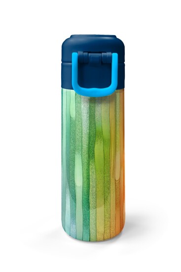 Coral High Kids Lacivert Renkli Çizgili Desenli Pipetli ve Direkt İçim Çelik Termos 500 ml 31890 - 7