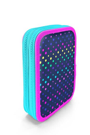 Coral High Kids Lacivert Renkli Puantiyeli Çift Katlı Kalem Çanta 11142 - 3