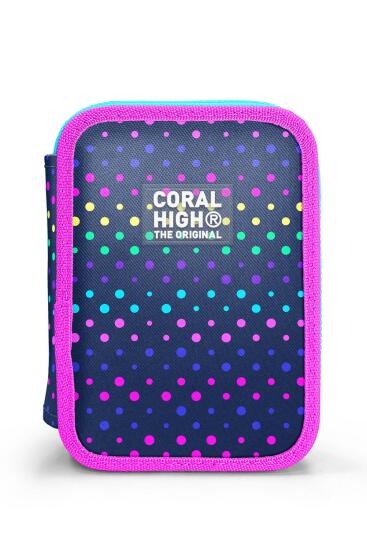 Coral High Kids Lacivert Renkli Puantiyeli Çift Katlı Kalem Çanta 11142 - 10