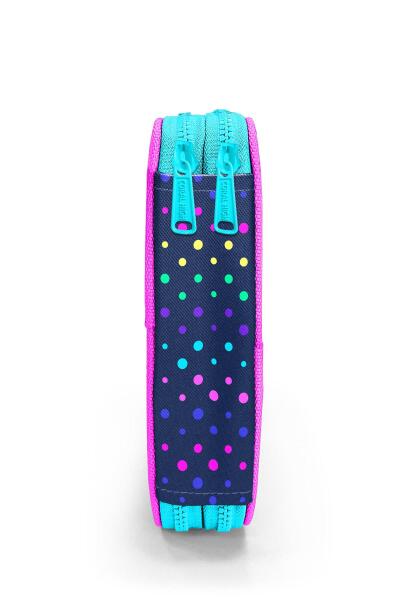 Coral High Kids Lacivert Renkli Puantiyeli Çift Katlı Kalem Çanta 11142 - 8