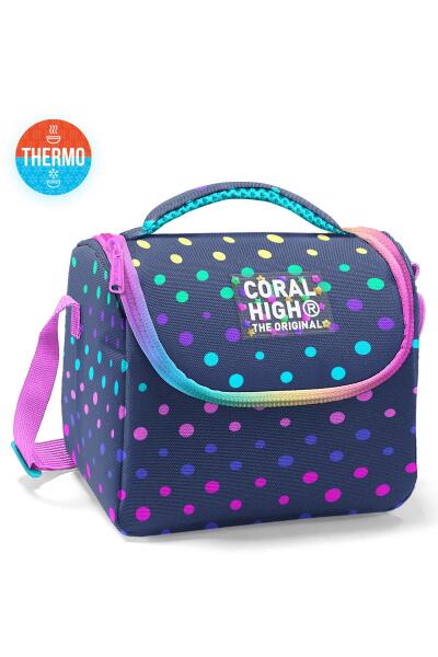 Coral High Kids Lacivert Renkli Puantiyeli Desenli Thermo Beslenme Çantası 22772 - 1