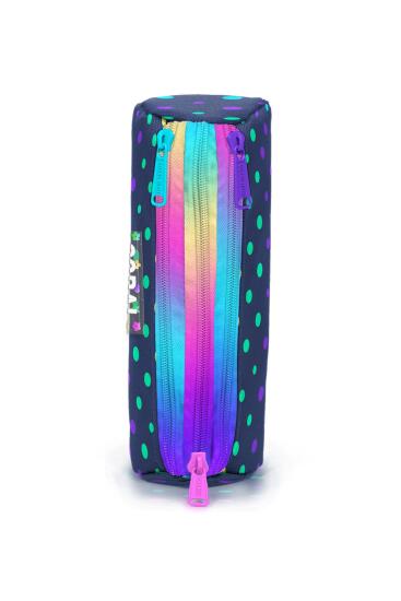 Coral High Kids Lacivert Renkli Puantiyeli Üç Bölmeli Kalem Çantası 11172 - 2