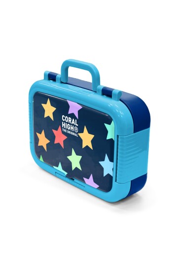 Coral High Kids Lacivert Renkli Yıldız Desenli Paslanmaz Çelik Beslenme Kabı 39109 - 4