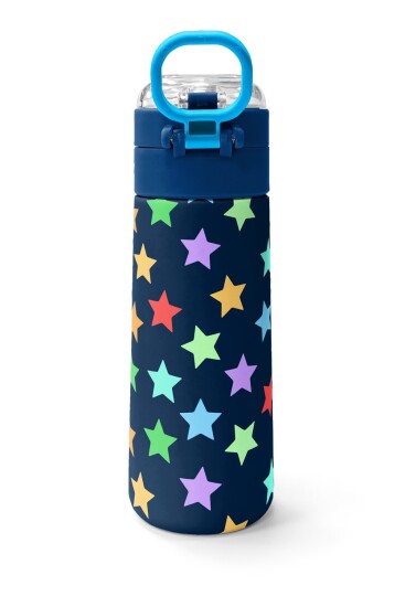 Coral High Kids Lacivert Renkli Yıldız Desenli Pipetli ve Direkt İçim Çelik Termos 500 ml 38109 - 4