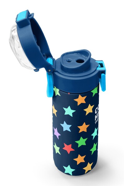 Coral High Kids Lacivert Renkli Yıldız Desenli Pipetli ve Direkt İçim Çelik Termos 500 ml 38109 - 6
