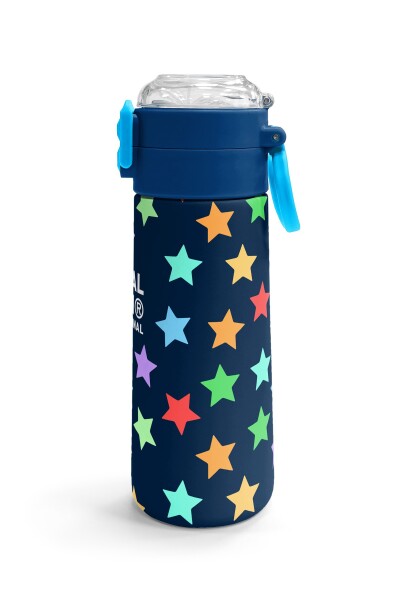 Coral High Kids Lacivert Renkli Yıldız Desenli Pipetli ve Direkt İçim Çelik Termos 500 ml 38109 - 3