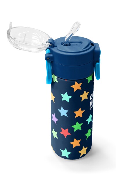 Coral High Kids Lacivert Renkli Yıldız Desenli Pipetli ve Direkt İçim Çelik Termos 500 ml 38109 - 5