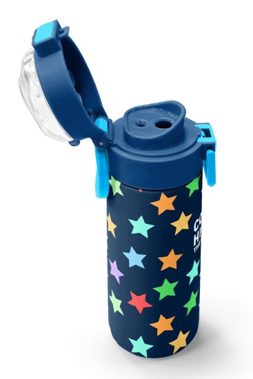 Coral High Kids Lacivert Renkli Yıldız Desenli Pipetli ve Direkt İçim Çelik Termos 500 ml 38109 - 6