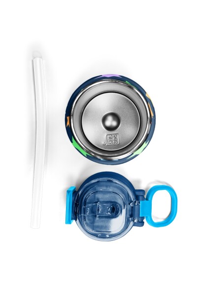 Coral High Kids Lacivert Renkli Yıldız Desenli Pipetli ve Direkt İçim Çelik Termos 500 ml 38109 - 7