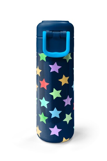 Coral High Kids Lacivert Renkli Yıldız Desenli Pipetli ve Direkt İçim Çelik Termos 500 ml 38109 - 7