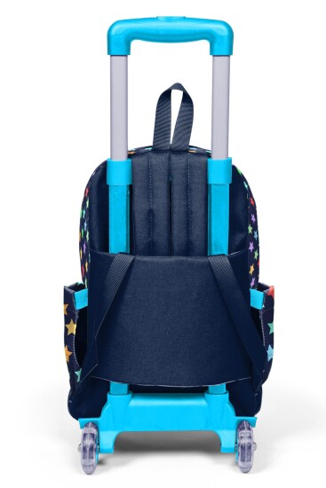 Coral High Kids Lacivert Renkli Yıldız Desenli Üç Bölmeli Çekçekli Okul Sırt Çantası 34009 - 2