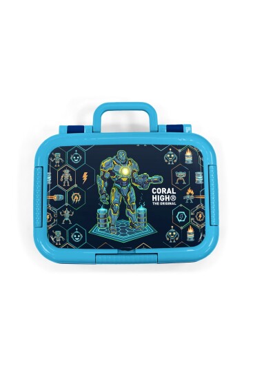 Coral High Kids Lacivert Robot Desenli Paslanmaz Çelik Beslenme Kabı 39146 - 5