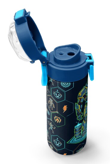 Coral High Kids Lacivert Robot Desenli Pipetli ve Direkt İçim Çelik Termos 500 ml 38128 - 6