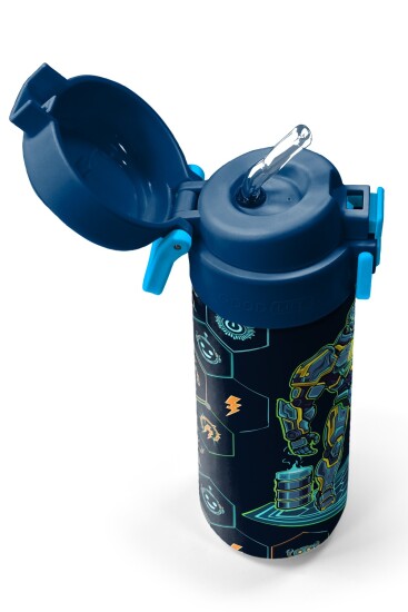 Coral High Kids Lacivert Robot Desenli Pipetli ve Direkt İçim Çelik Termos 500 ml 38128 - 2