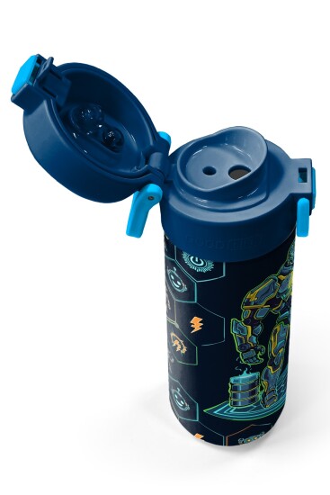 Coral High Kids Lacivert Robot Desenli Pipetli ve Direkt İçim Çelik Termos 500 ml 38128 - 3