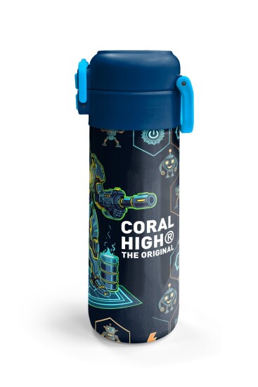 Coral High Kids Lacivert Robot Desenli Pipetli ve Direkt İçim Çelik Termos 500 ml 38128 - 6