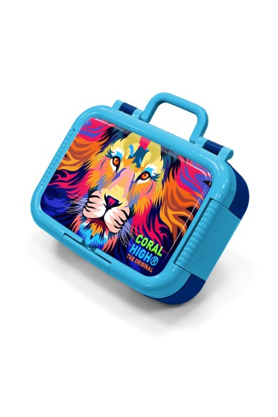 Coral High Kids Lacivert Saks Aslan Desenli Paslanmaz Çelik Beslenme Kabı 39251 - 1