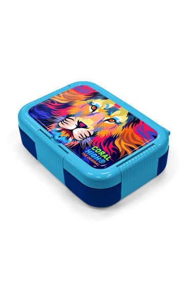 Coral High Kids Lacivert Saks Aslan Desenli Paslanmaz Çelik Beslenme Kabı 39251 - 2