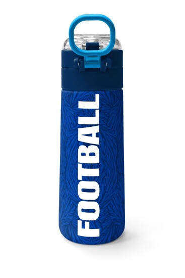 Coral High Kids Lacivert Saks Futbol Desenli Pipetli ve Direkt İçim Çelik Termos 500 ml 31897 - 4