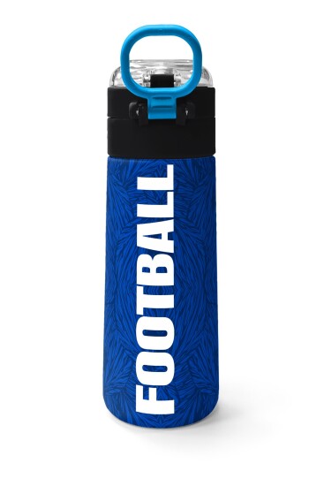 Coral High Kids Lacivert Saks Futbol Desenli Pipetli ve Direkt İçim Çelik Termos 500 ml 31897 - 4