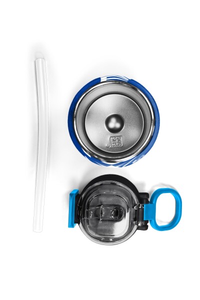 Coral High Kids Lacivert Saks Futbol Desenli Pipetli ve Direkt İçim Çelik Termos 500 ml 31897 - 7