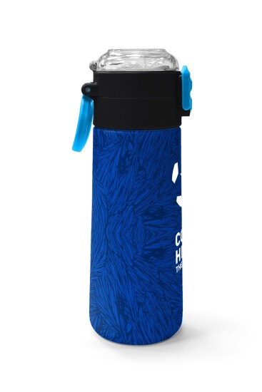 Coral High Kids Lacivert Saks Futbol Desenli Pipetli ve Direkt İçim Çelik Termos 500 ml 31897 - 2