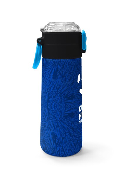 Coral High Kids Lacivert Saks Futbol Desenli Pipetli ve Direkt İçim Çelik Termos 500 ml 31897 - 2
