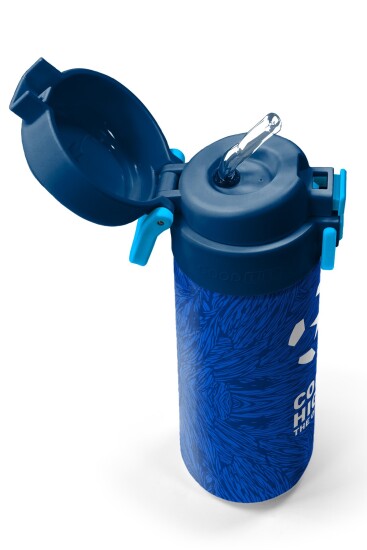 Coral High Kids Lacivert Saks Futbol Desenli Pipetli ve Direkt İçim Çelik Termos 500 ml 31897 - 2