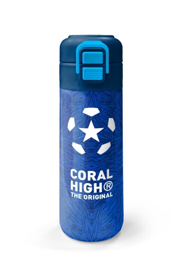 Coral High Kids Lacivert Saks Futbol Desenli Pipetli ve Direkt İçim Çelik Termos 500 ml 31897 - 4