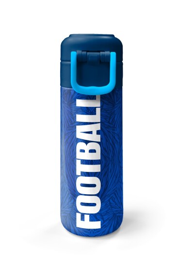 Coral High Kids Lacivert Saks Futbol Desenli Pipetli ve Direkt İçim Çelik Termos 500 ml 31897 - 7