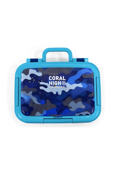 Coral High Kids Lacivert Saks Kamuflaj Desenli Paslanmaz Çelik Beslenme Kabı 39196 - 5